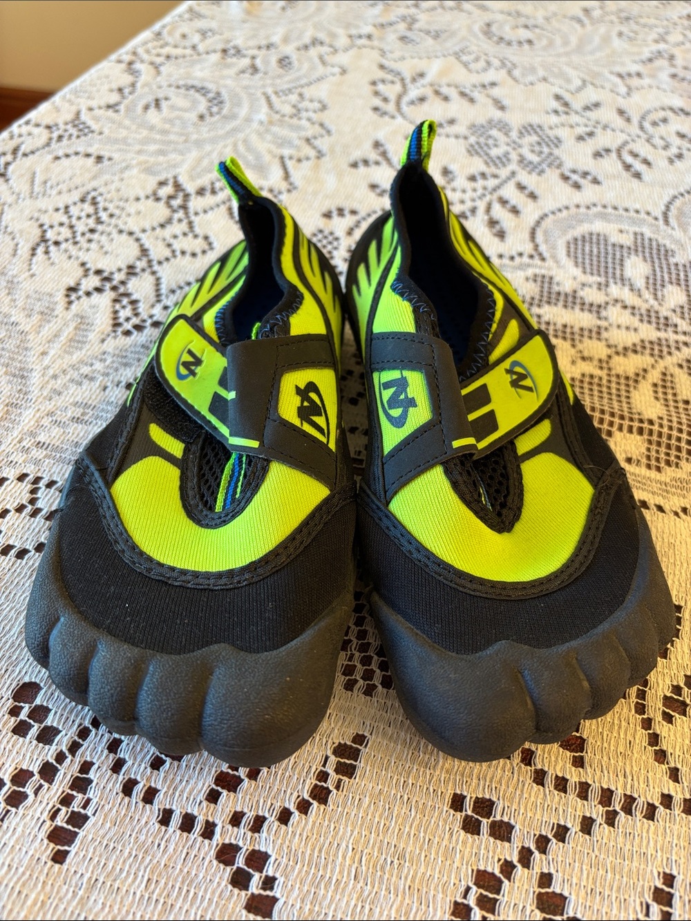 Nerf Kids Neon Green and Black Water Shoes with Hook-and-Loop Strap